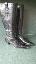 Zwarte leren dameslaarzen maat 39 wijde schacht, Ophalen, Zo goed als nieuw, Zwart, Hoge laarzen