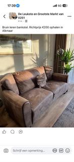 Bruin leren bankstel, Ophalen of Verzenden, Zo goed als nieuw, Leer