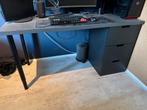 Ikea bureau 140x60x72 zwart grijs, Ophalen, Zo goed als nieuw