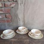 3x Brocante kop en schotel met bloemetjes shabby chic Etage3, ., Ophalen of Verzenden, Zo goed als nieuw, .