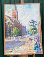 Dorpsgezicht 20e  eeuw olieverf op doek, Antiek en Kunst, Ophalen