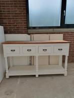Brocante Sidetable met teakhouten bovenblad, Ophalen