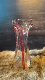 Vintage Murano-stijl vaas – handgeblazen glas (rood/oranje), Ophalen of Verzenden