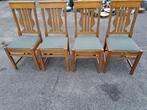 4 stevige stoelen, Huis en Inrichting, Stoelen, Ophalen, Hout, Gebruikt, Bruin