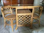 Prachtige Vintage Rotan Dinette / bistro set, Ophalen, 100 tot 150 cm, Zo goed als nieuw, Ovaal