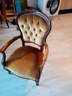 Klassieke barok fauteuil – hout met velours bekleding, Huis en Inrichting, Fauteuils, Ophalen, Gebruikt, Metaal, Minder dan 75 cm