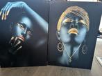 Set van 2 Wanddecoratie Schilderijen 40x60 met Lampjes, Ophalen of Verzenden