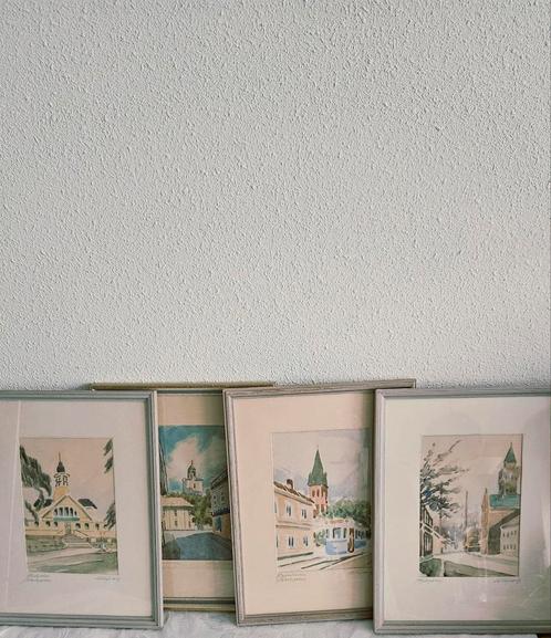 Originele aquarellen  Fogelberg, Huis en Inrichting, Woonaccessoires | Lijsten, Gebruikt, Minder dan 50 cm, Minder dan 50 cm, Hout