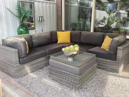Lounge hoekset merk Life., Tuin en Terras, Tuinsets en Loungesets, Zo goed als nieuw, Wicker, 6 zitplaatsen, Bank, Bijzettafel