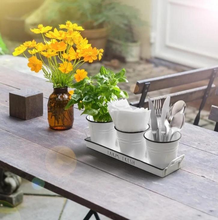 Riverdale Kruidenpotset met dienblad, Huis en Inrichting, Woonaccessoires | Dienbladen, Nieuw, Overige materialen, Rechthoekig