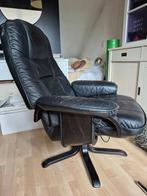 Zwarte draai-kantel leren stoel, Huis en Inrichting, Stoelen, Ophalen, Gebruikt, Zwart, Leer