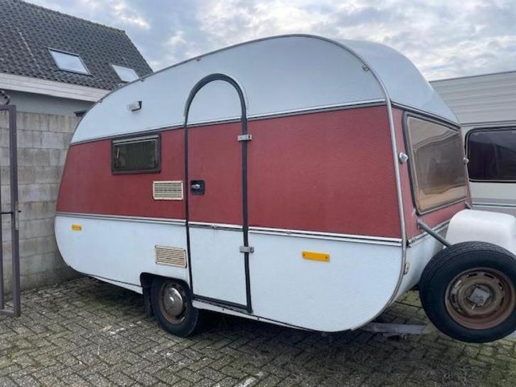SMV 380 uit 1980; rond+treinzit luifel; net en droog, Caravans en Kamperen, Caravans, Bedrijf, tot en met 3, 500 - 750 kg, Treinzit