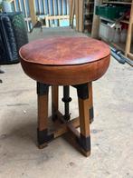 Industrieel Krukje Cognac Leer - In Hoogte Verstelbaar, Huis en Inrichting, Barkrukken, Ophalen, In hoogte verstelbaar, Zo goed als nieuw