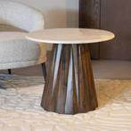 Faiza Marmer Bijzettafel Japandi, Ophalen, Minder dan 55 cm, Rond, Zo goed als nieuw