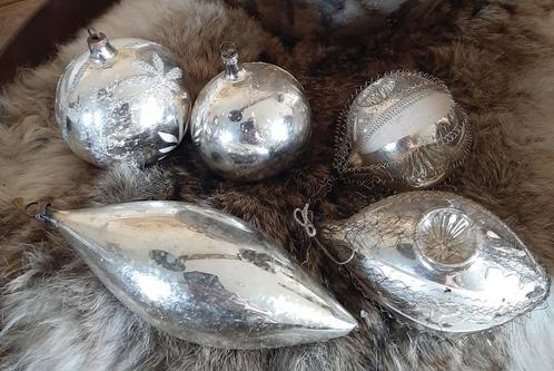 5 vintage kerstballen, Diversen, Kerst, Gebruikt, Ophalen of Verzenden