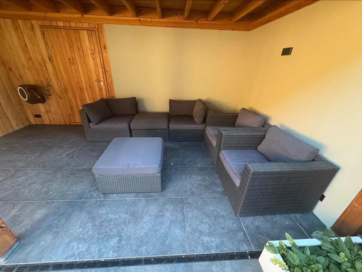 Lounge set Antraciet, Tuin en Terras, Tuinsets en Loungesets, Gebruikt, Loungeset, Wicker, 4 zitplaatsen, Ophalen