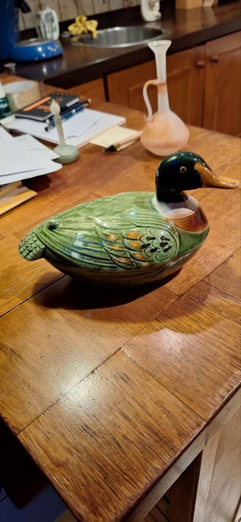 Vintage Michel Caugant Eend Terrine, Huis en Inrichting, Woonaccessoires | Schalen en Manden, Gebruikt, Schaal, Overige vormen
