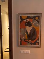 Lijst met geweven kat.75 x 50 cm, Antiek en Kunst, Ophalen