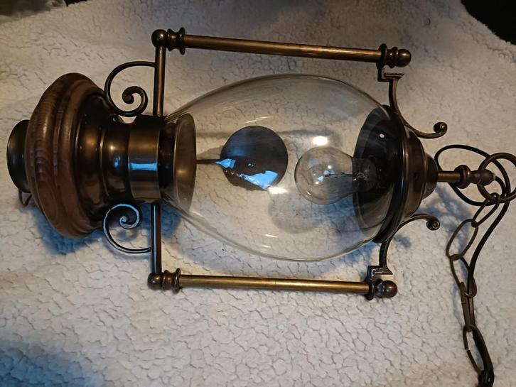 Antieke hanglamp met glazen kap, Antiek en Kunst, Antiek | Lampen, Ophalen