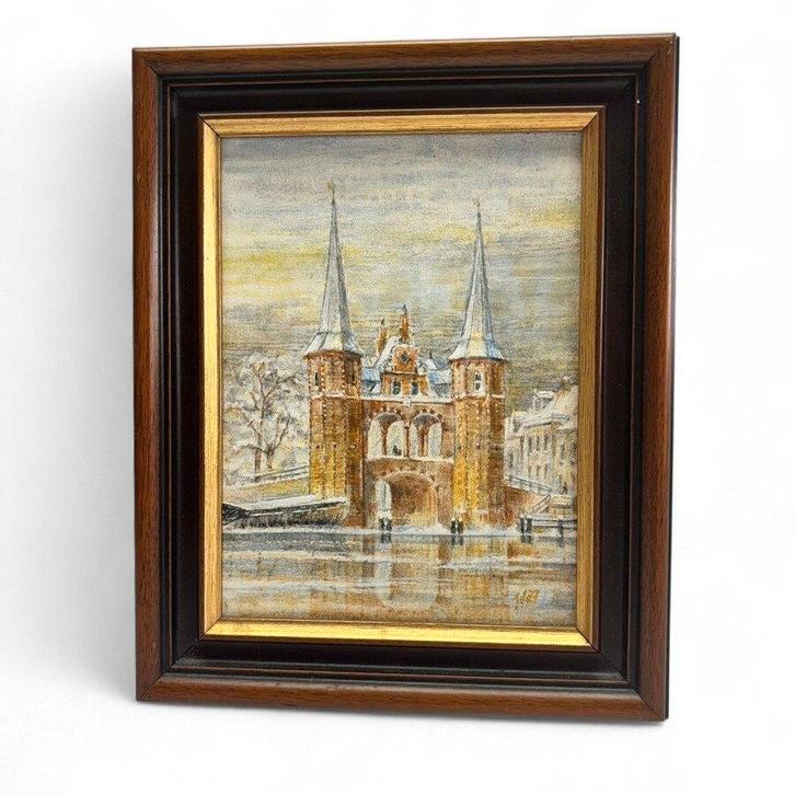 Johan Veenstra - Waterpoort Sneek, Antiek en Kunst, Kunst | Schilderijen | Klassiek, Ophalen of Verzenden