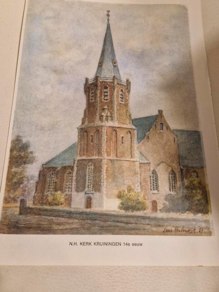 Twee Aquarellen N.H Kerk in Kruiningen door Leen Molendijk, Antiek en Kunst, Kunst | Tekeningen en Foto's, Ophalen of Verzenden