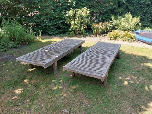 Ligbedden van teakhout, Tuin en Terras, Ligbedden, Gebruikt, Teakhout, Ophalen of Verzenden