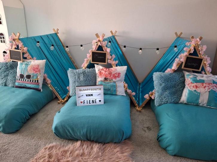 Paris /Tipi slaapfeestje /kinderfeestje / tipitent, Hobby en Vrije tijd, Feestartikelen | Verhuur, Zo goed als nieuw, Verjaardag