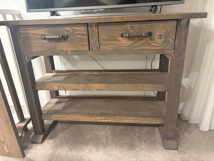 Handgemaakte commode/sidetable + wandplank, Huis en Inrichting, Kasten | Overige, Gebruikt, Ophalen