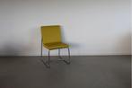 4x Leolux Spring Eetkamer Stoel Dancer Okergeel Leer -Chroom