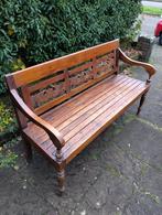Solide houten bank in koloniale stijl (w.s. teakhout), Ophalen, Gebruikt, Bruin, Koloniaal