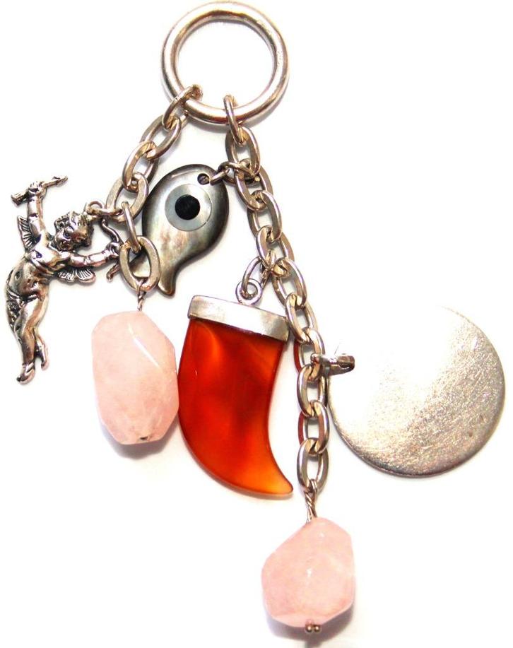 Schitterende Italiaanse Sterling Zilver Chatelaine Hanger, Sieraden, Tassen en Uiterlijk, Antieke sieraden, Hanger, Zilver, Met edelsteen