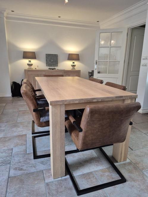 Te koop compleet White wash eiken meubelset, Huis en Inrichting, Complete eetkamers, Zo goed als nieuw, 4 tot 6 stoelen, Ophalen of Verzenden