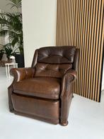 Leren fauteuil uitklapbaar, Huis en Inrichting, Fauteuils, 75 tot 100 cm, Zo goed als nieuw, 75 tot 100 cm, Barok chesterfield