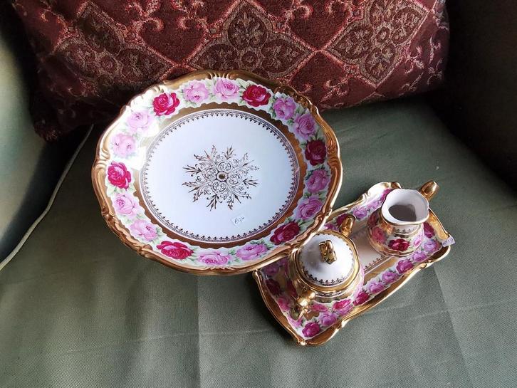 Taartplateau suiker/melk verkocht verguld 22k Bavaria Miekje, Antiek en Kunst, Antiek | Porselein, Ophalen of Verzenden