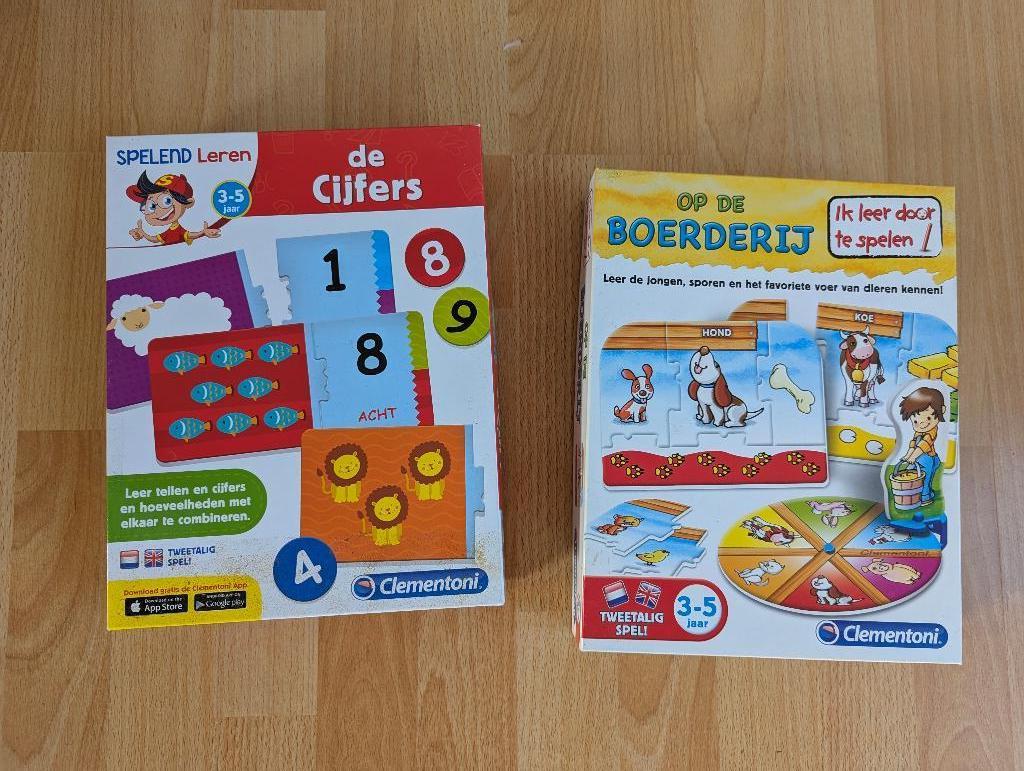 Set: Clementoni 'Op de boerderij' en 'de cijfers', Ophalen, Zo goed als nieuw, Taal en Lezen
