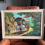 Bali, Indonesië, olieverf op doek,  klassiek bali tafereel, Antiek en Kunst, Kunst | Schilderijen | Klassiek, Ophalen of Verzenden