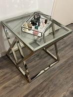 Glazen modieus bijzettafel, Huis en Inrichting, Tafels | Bijzettafels, Minder dan 55 cm, Rond, Ophalen, 45 tot 60 cm