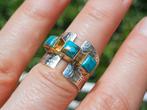 Vanoli 925 zilveren ring met koper turquoise maat 16,75, Daiva1973@hotmail.com, Vanoli, Blauw, Amsterdam