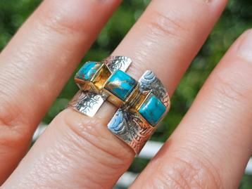 Vanoli 925 zilveren ring met koper turquoise maat 16,75  beschikbaar voor biedingen
