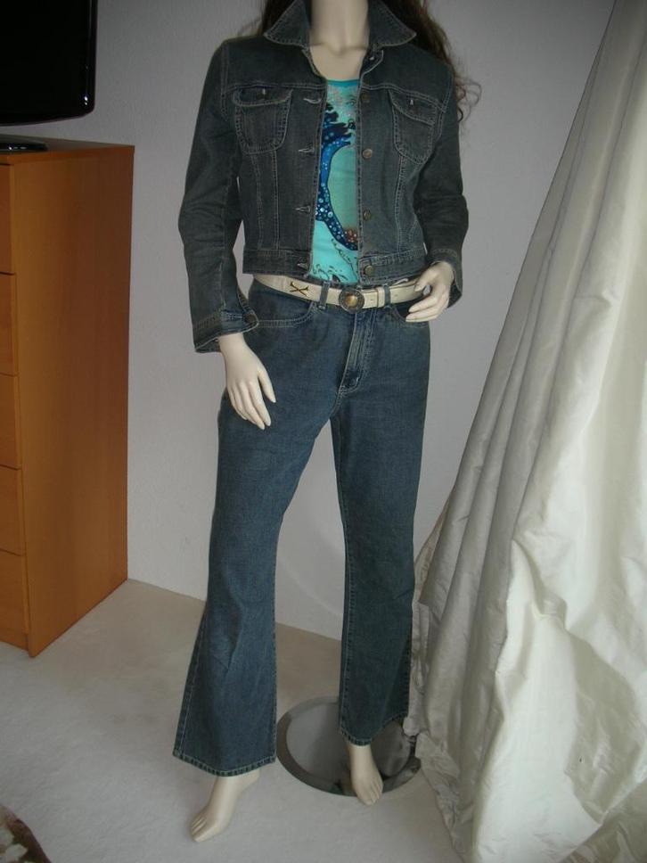 SPIJKERPAK jasje jeans jas broek pak set mt 36/38 USED WASH, Kleding | Dames, Spijkerbroeken en Jeans, Zo goed als nieuw, W28 - W29 (confectie 36)