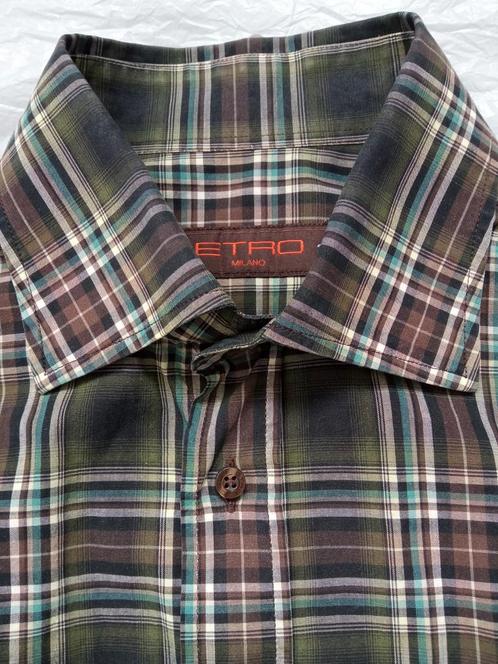 Etro geruit overhemd mt 39 met baleinen, Kleding | Heren, Overhemden, Zo goed als nieuw, Halswijdte 39/40 (M), Blauw, Ophalen of Verzenden