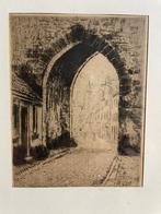 martin van Waning (1889-1972) ets Stadpoort, Ophalen of Verzenden