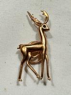 Vintage Herten Broche - Goudkleurig, Overige materialen, 4 tot 7 cm, Gebruikt, Ophalen of Verzenden