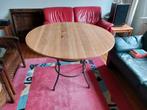 Houten eettafel 110cm met metalen onderstel., Huis en Inrichting, Tafels | Eettafels, Ophalen, Grenenhout, Gebruikt, Rond