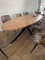 Eettafel Max ovaal visgraat met stoelen, Ophalen, 100 tot 150 cm, 200 cm of meer, Zo goed als nieuw