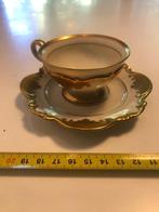 Hutschenreuther koffiekopje met schotel - Bavaria gouddecor, Verzamelen, Ophalen of Verzenden, Gebruikt, Porselein, Kop en/of schotel