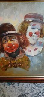 Olieverfschilderij clowns 67x80cm, Antiek en Kunst, Kunst | Schilderijen | Klassiek, Ophalen of Verzenden