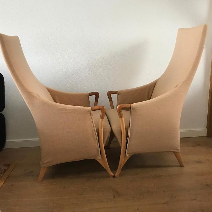 2 Giorgetti Progetti 64240 Highback chair design fauteuil, Huis en Inrichting, Fauteuils, Gebruikt, Hout, 50 tot 75 cm, 75 tot 100 cm