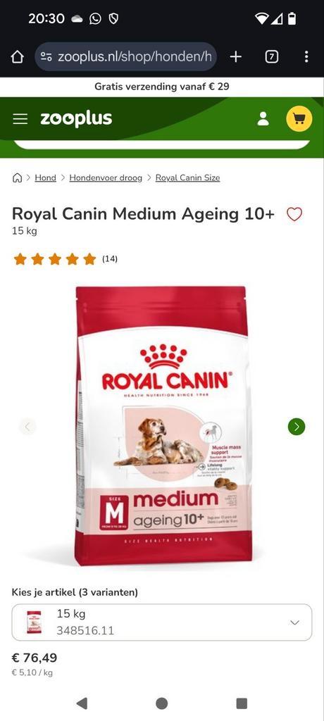 Royal Canin aging medium 15 kg nieuw in gesealde zak+Gratis, Dieren en Toebehoren, Dierenvoeding, Hond, Ophalen of Verzenden