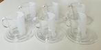 6 glazen mokken + schotels Senseo Douwe Egberts, Ophalen of Verzenden, Zo goed als nieuw, Overige stijlen